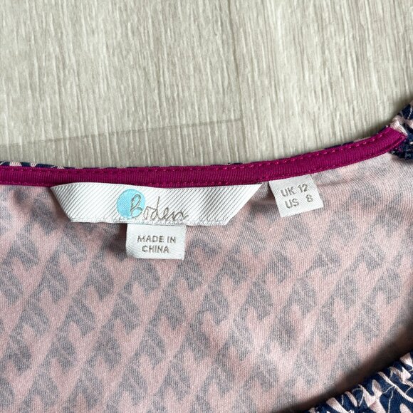 Boden Vicky Top J0285 Navy Pink Size 8 - Picture 2 of 4